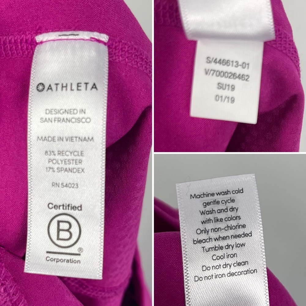 Athleta Dobby Be Free Knicker Crop Capri Leggings Magenta Pink Pants 446613 M - Picture 13 of 16